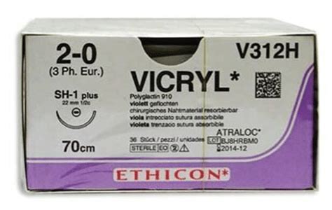 Vicryl V312h Hechtdraad 2 0 Met Sh 1 Plus Naald 70cm Draad Violet Per
