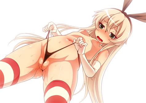 Rule 34 Blush Breasts Female Green Eyes Kantai Collection Kneehighs