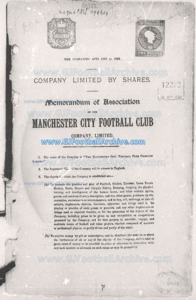 Mcfc Documentation Signed Gary James Football Archive
