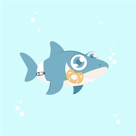 Baby Shark With Blue Eyes Free Vector