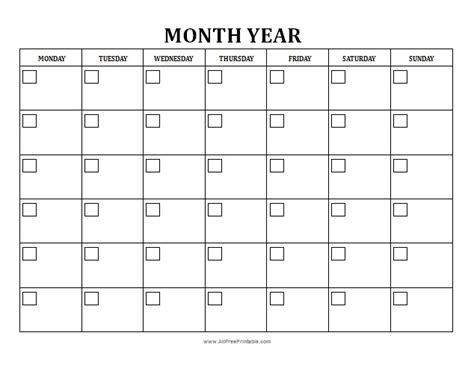 Free Editable Monthly Calendar Printable