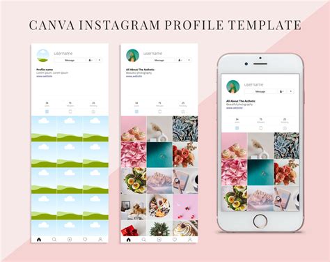 Instagram Profile Template Editable In Canva Digital Etsy España