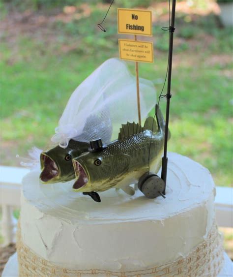 Bass Wedding Cake Topper Fishing Wedding Cake Topper Fisherman Large