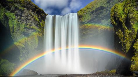 Iceland Majestic Scenics Rainbows Green Double Rainbow Stones