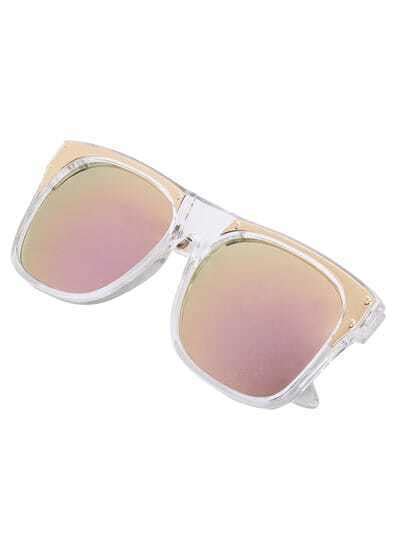 metal featured frame golden lenses sunglasses shein sheinside