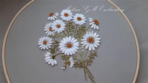 Hand Embroidery 3d Daisy Flower 🌼 Very Easy Stitches Top Embroidery