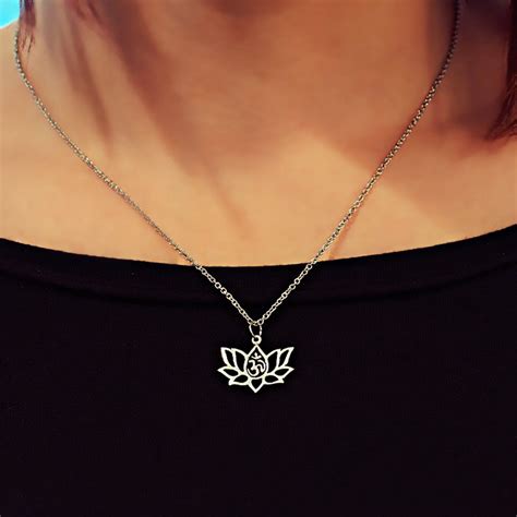 Amara Yoga Jewelry Lotus Flower Necklace Om Necklaces For Women