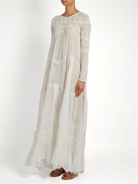 Click Here To Buy Mes Demoiselles Vaudeville Embroidered Cotton Gauze Maxi Dress At