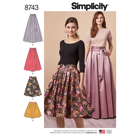 Simplicity Misses Pleated Skirts Sewing Pattern 8743 H5 Pleated