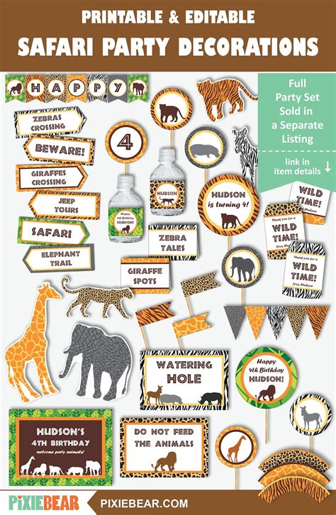 Safari Food Labels Printable Safari Party Food Tent Cards Etsy