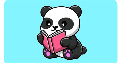 Cute Panda Reading Book Cartoon By Mokshalabs On Envato Elements