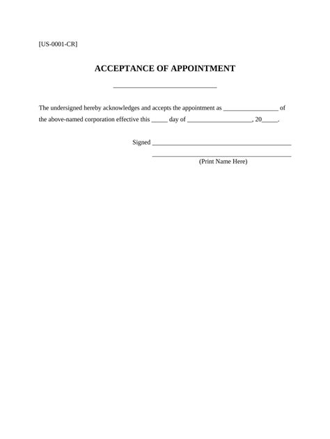 Acceptance Appointment Doc Template Pdffiller