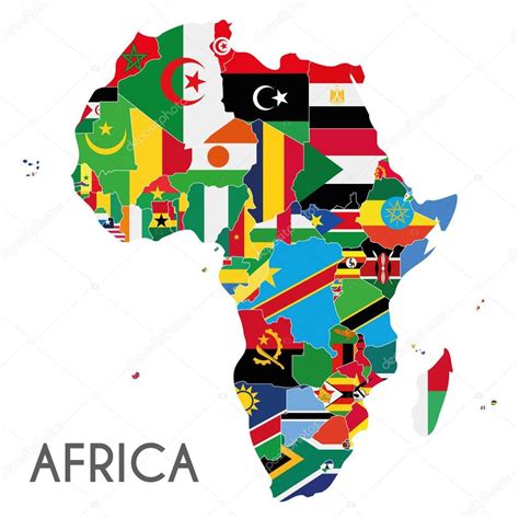 Political Africa Map Vector Illustration With The Flags Of All