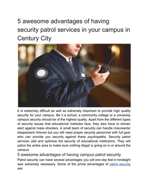 Ppt 5 Awesome Advantages Of Having Security Patrol Services In Your