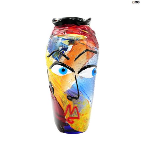 Vases Blown Collection Vase Cubism Face Tribute To Picasso Original Murano Glass Omg