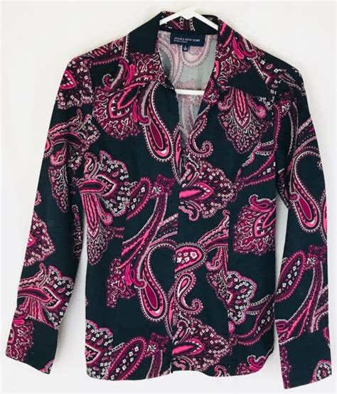 Jones New York Signature Paisley Blouse Long Sleeve Size Small Ebay