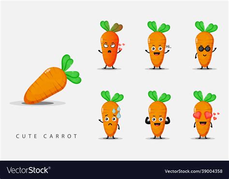 Cute Mascot Carrot Set Royalty Free Vector Image