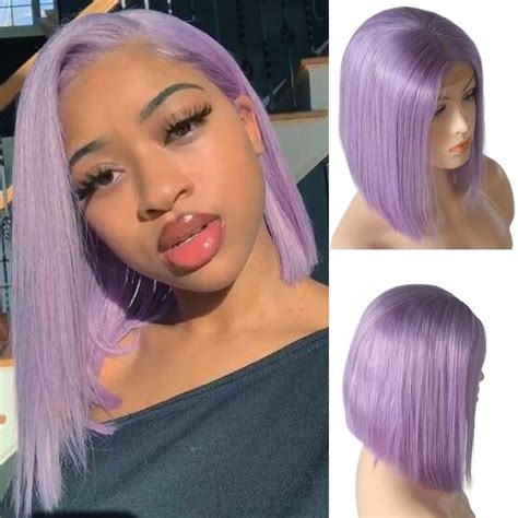 10a Virgin Human Hair Blunt Cut Pre Plucked Light Purple