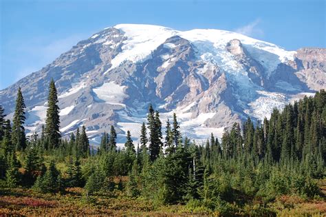 Mount Rainier National Park Highways And Blue Skies