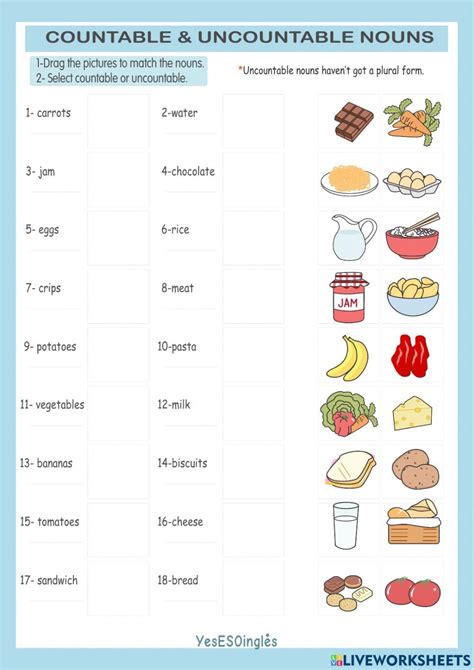 Countable And Uncountable Nouns Online Worksheet For Eso You Can Do