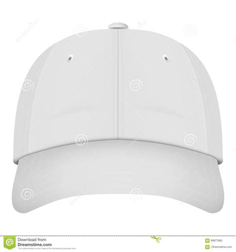 Realistic Front View White Baseball Cap Isolated On A White Background