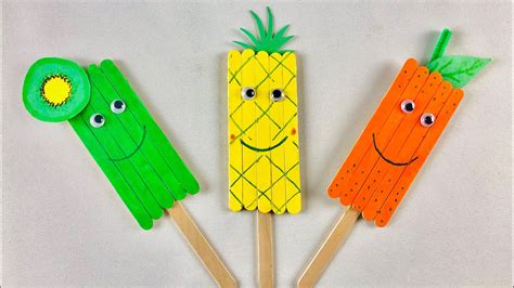 Easy Summer Fruit Popsicle Stick Crafts For Kids Kiwi🥝pineapple🍍orange