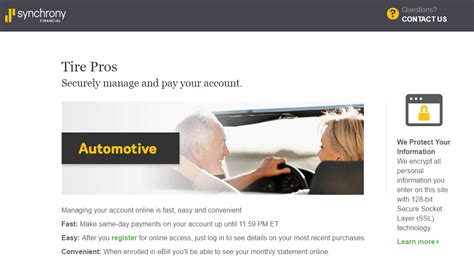 Take note that payment made through the automated phone system or with. Tire Pros Credit Card Payment Options - Synchrony Online Banking