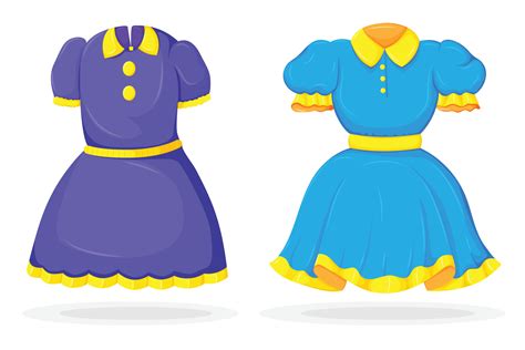 Girls Fashionable Cartoon Dresses In Beautiful Color 9677119 Vector Art