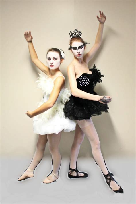 Homemade Black Swan And White Swan Costumes Ugly Sweater Outfits Playing Dress Up