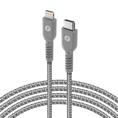 Powerpeak 6 Ft Braided Nylon Usb Type C To Lightning Cable Silver Industrial