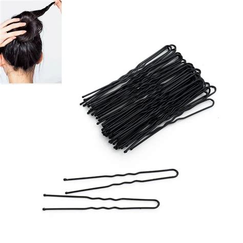 50pcs Simple Fashion Hair Waved U Shaped Bobby Pin Barrette Salon Grip Clip Hairpins Black Metal