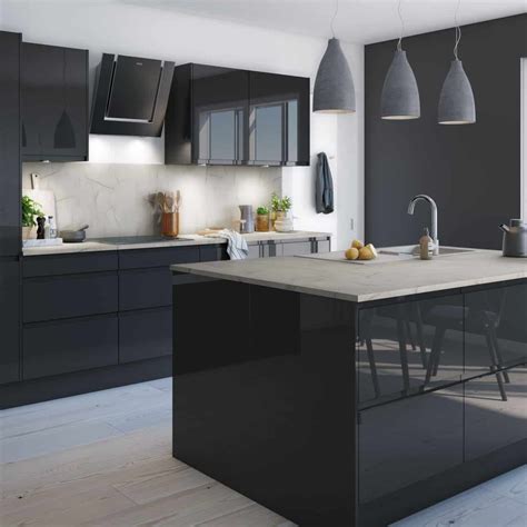 How To Decorate With Stylish Black Kitchen Cabinets Modern Grey