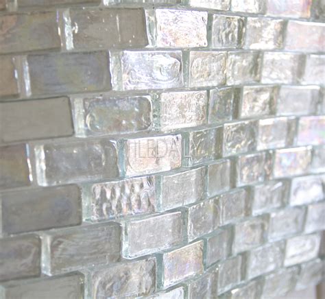 Iridescent Brick Glass Mosaic Clear White Tiledaily