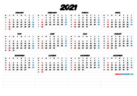 2021 Printable Yearly Calendar With Week Numbers Premium Templates