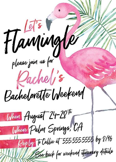 Lets Flamingle Party Bachelorette Invite Bachelorette Party