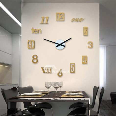 Diy Wall Clock Stainless Steel Brushed Silvergold Decorative Quiet