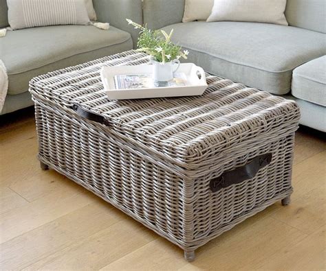 Rattan Trunk Coffee Table Antique Grey Cane Trunk With Straps Home