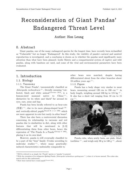 Pdf Reconsideration Of Giant Pandas Endangered Threat Level