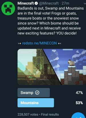 Minecraft Minecraft M Badlands Is Out Swamp And Mountains Are In The Final Vote Frogs Or