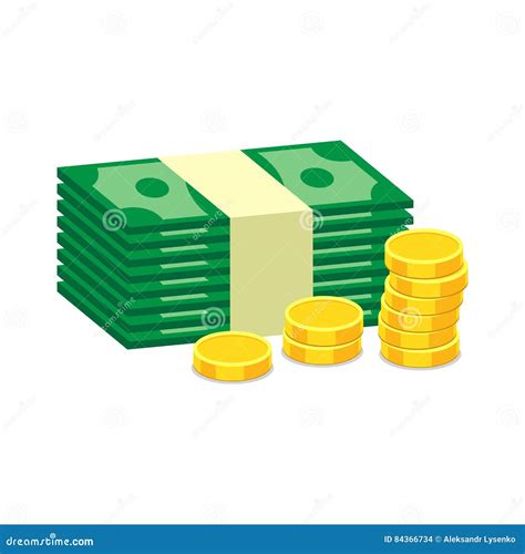 Stacks Of Gold Coins And Dollar Cash Stock Vector Illustration Of