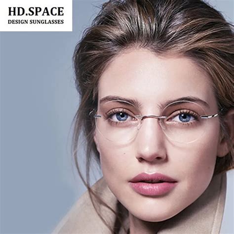 hd space ultra light round rimless optical frame men women titanium rimless glasses fram eyewear