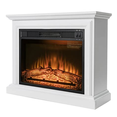 Akdy Fp0090 32 Electric Fireplace Freestanding White Wooden Mantel