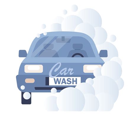 Car Wash Icon Clean Car In Bubbles Auto Service Washing Vector Flat