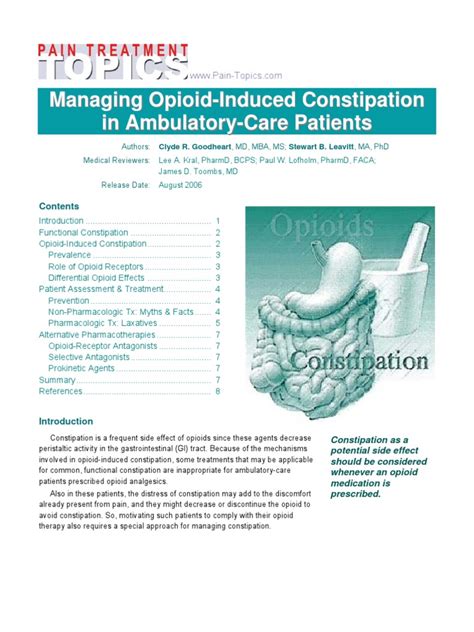 Prescription Medications For Opioid Induced Constipation