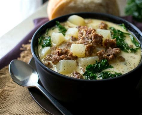 Add peeled potatoes, cover with chicken stock and water (if necessary) to completely cover potatoes and sausage. Slow Cooker Zuppa Toscana - Dan330