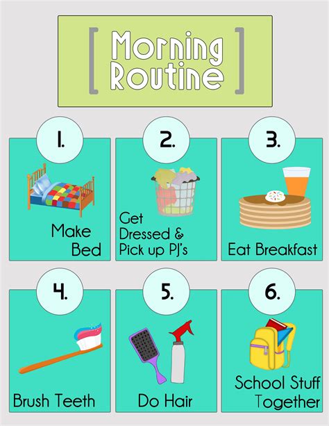 Morning Routine Printable Back To School Series Daily Routine Chart