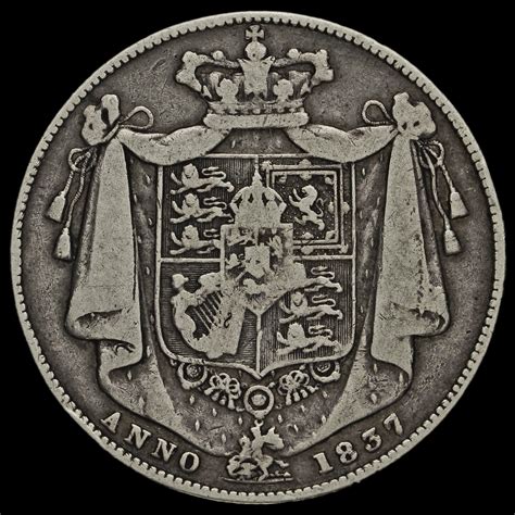 1837 William Iv Milled Silver Half Crown Scarce Fine
