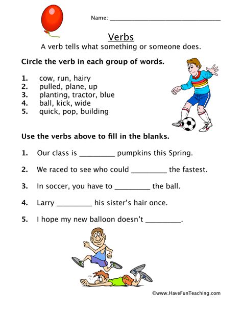 Verb Worksheets Have Fun Teaching