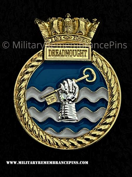 Hms Dreadnought Royal Navy Submarine Ship Crest Lapel Pin Military