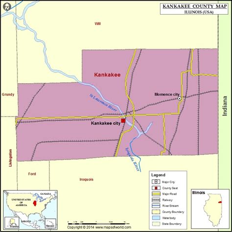 Kankakee County Map Illinois